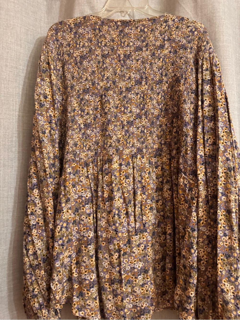 Sonoma Lavender + Mustard Smocked Floral Peasant Blouse-Woman’s 3X - Picture 2 of 2